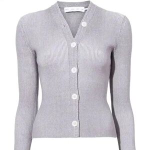 PROENZA SCHOULER WHITE LABEL Winnie Silk & Cotton Rib-Knit Cardigan